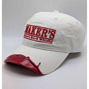 NEW NWT Makers Mark Whiskey Wax Dipped Strap Back Hat Cap The Game Red & White